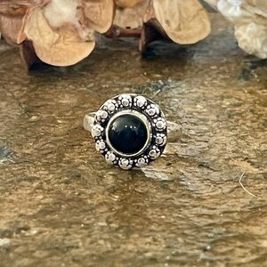 Sterling silver plated ring with gemstone size 7.5